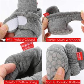 img 2 attached to 👶 KIDSUN Baby Boys Girls Fleece Booties Stay On Socks Soft Shoes Non Skid Winter Warm Christmas Slippers for Newborn Infants