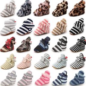 img 3 attached to 👶 KIDSUN Baby Boys Girls Fleece Booties Stay On Socks Soft Shoes Non Skid Winter Warm Christmas Slippers for Newborn Infants