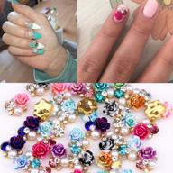 36-piece assorted 3d nail jewelry and decorations with colored flowers in crystal rhinestones - 9 unique designs, perfectly sized charms for stunning nail decor logo