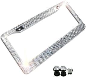 img 4 attached to 🚗 Enhance Your Ride with Zone Tech Shiny Bling License Plate Cover Frame: Crystal Bling Premium Quality Novelty/License Plate Frame