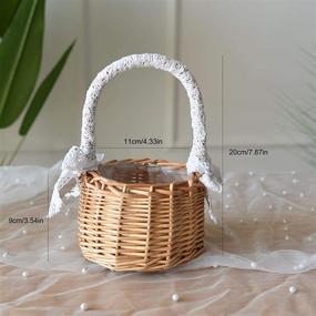 img 2 attached to Woven Storage Basket Set with Handle and Ribbon - Ideal for Wedding Flower Girl Baskets, Home Garden Decor - A1
