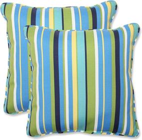 img 4 attached to 🌊 Pillow Perfect Topanga Stripe Lagoon Throw Pillows - Blue, Pack of 2 - Outdoor/Indoor, 18.5" x 18.5