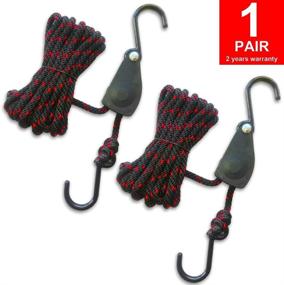 img 3 attached to 🚣 Premium Kayak Tie Down Straps Kit: Bow and Stern Loops, Ratchet Rope, Canoe Pulley, Hanger, and Anchor Point Tying Set