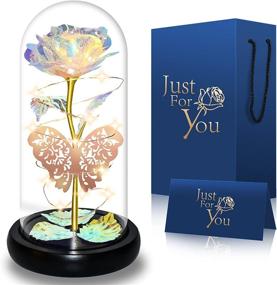img 4 attached to 🌹 Loncaster Galaxy Rose in Glass Dome - Birthday, Thanksgiving, Christmas, Valentine's, Mother's, Wedding, Graduation, Anniversary Gift for Women