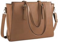 🎒 15.6 inch waterproof laptop tote bag for women - large leather computer briefcase, business professional office work bag, lightweight shoulder handbag, brown logo