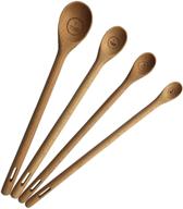 🥄 utensi long handled wooden measuring spoons set - engraved accurate spoons for dry and liquid ingredients - beech wood (9-inch handles) logo