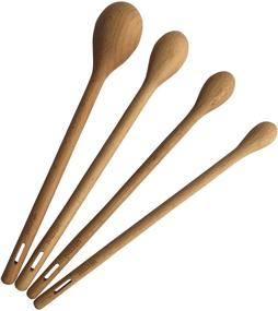 img 3 attached to 🥄 UtenSI Long Handled Wooden Measuring Spoons Set - Engraved Accurate Spoons for Dry and Liquid Ingredients - Beech Wood (9-inch Handles)