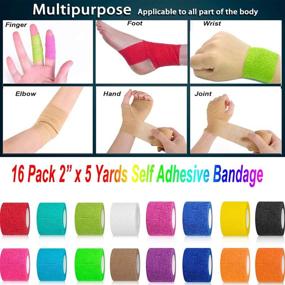 img 2 attached to 🤕 16-Pack Self Adhesive Bandage Wrap - 2”x 5 Yards - Vet Wrap for Animals - Athletic Elastic Cohesive Bandage for Healing Wrist and Ankle Sprain - Tattoo Grip Cover Wrap for Dogs, Cats, and Horses