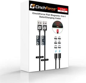 img 3 attached to 🔌 CinchForce магнитный 3-в-1 кабель для передачи данных/зарядки с магнитными адаптерами и держателем для хранения кончиков - обновленная версия 2021 | 2 шт (10 футов/10 футов) черный | Совместим с Type-C, iProduct, Micro-USB.