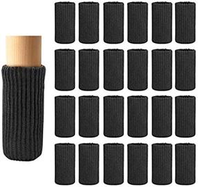 img 4 attached to 🪑 24 Pcs Chair Leg Socks: Non Slip Furniture Protectors, High Elastic Caps Covers, Set of Black Furniture Pads