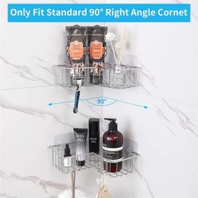 img 3 attached to 🛁 Carwiner Stainless Steel Corner Shower Caddy 2-Pack - Wall Mounted Bathroom Shelf with Adhesive - Wide Space Shower Shelf Organizer for Kitchen and Bathroom Storage (Silver)