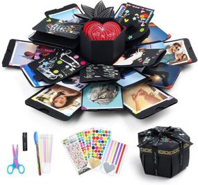 img 4 attached to Luxury LotFancy Explosion Gift Box: Complete DIY Surprise Photo Box for Unforgettable Love Memories, Perfect Anniversary, Wedding, Valentines’ Day or Birthday Gift – Black Preassembled!