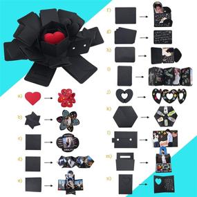 img 3 attached to Luxury LotFancy Explosion Gift Box: Complete DIY Surprise Photo Box for Unforgettable Love Memories, Perfect Anniversary, Wedding, Valentines’ Day or Birthday Gift – Black Preassembled!