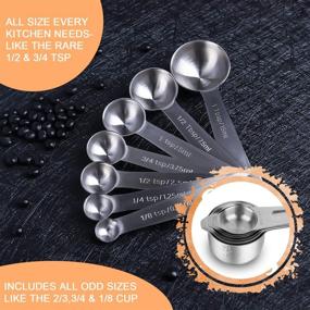 img 2 attached to 🥄 KULUNER Stainless Steel Measuring Cups and Spoons Set - 16 Piece Metal Measure for Dry & Liquid Measurement, Stackable Kitchen Gadgets for Cooking & Baking - Best Price