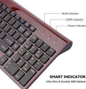 img 2 attached to 🍷 Ultra-Thin Wireless Keyboard and Mouse Combo Set – cimetech Compact Full Size 2.4G Design for Windows, Computer, Desktop, PC, Notebook (Wine Red)