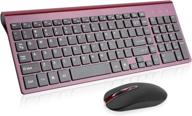 🍷 ultra-thin wireless keyboard and mouse combo set – cimetech compact full size 2.4g design for windows, computer, desktop, pc, notebook (wine red) логотип