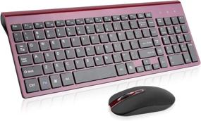 img 4 attached to 🍷 Ultra-Thin Wireless Keyboard and Mouse Combo Set – cimetech Compact Full Size 2.4G Design for Windows, Computer, Desktop, PC, Notebook (Wine Red)