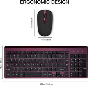 img 1 attached to 🍷 Ultra-Thin Wireless Keyboard and Mouse Combo Set – cimetech Compact Full Size 2.4G Design for Windows, Computer, Desktop, PC, Notebook (Wine Red)