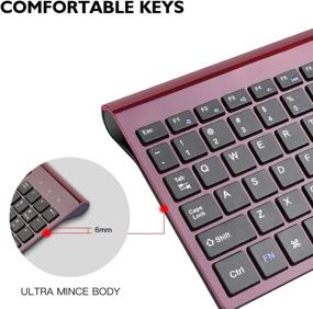 img 3 attached to 🍷 Ultra-Thin Wireless Keyboard and Mouse Combo Set – cimetech Compact Full Size 2.4G Design for Windows, Computer, Desktop, PC, Notebook (Wine Red)