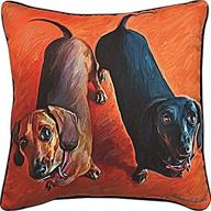 🐾 18-inch decorative square pillow - manual double dachsies dachshund paws and whiskers logo