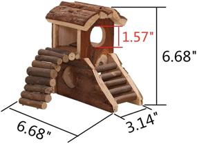 img 3 attached to 🏠 Ideal Wooden House Hideout: Cozy Small Pets Hut for Dwarf Hamsters - Sleeping Cabin and Cage Accessory