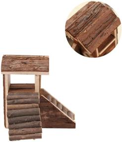 img 1 attached to 🏠 Ideal Wooden House Hideout: Cozy Small Pets Hut for Dwarf Hamsters - Sleeping Cabin and Cage Accessory