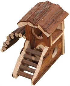 img 2 attached to 🏠 Ideal Wooden House Hideout: Cozy Small Pets Hut for Dwarf Hamsters - Sleeping Cabin and Cage Accessory