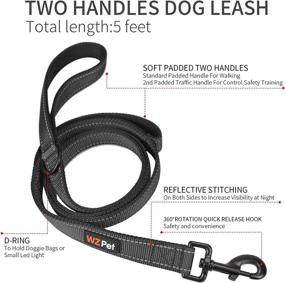 img 1 attached to 🐕 Reflective Dog Collar and Leash Set by WZ PET - Adjustable, Heavy Duty, Ideal for Daily Walking - 5ft Leash, Collar Neck Size 13.7”-19.7” - Black