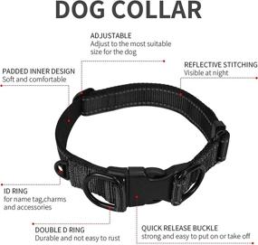 img 2 attached to 🐕 Reflective Dog Collar and Leash Set by WZ PET - Adjustable, Heavy Duty, Ideal for Daily Walking - 5ft Leash, Collar Neck Size 13.7”-19.7” - Black