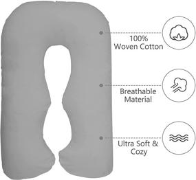 img 1 attached to 🤰 TILLYOU Cotton Pregnancy Full Body Pillow Cover U Shaped - Large Zipper, Snug Fit Replacement Case Pillowcase for Maternity Pillow: 55"x31", Breathable & Ultra Soft, Charcoal Gray