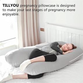 img 3 attached to 🤰 TILLYOU Cotton Pregnancy Full Body Pillow Cover U Shaped - Large Zipper, Snug Fit Replacement Case Pillowcase for Maternity Pillow: 55"x31", Breathable & Ultra Soft, Charcoal Gray