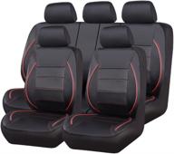 🚗 car pass universal fit piping leather car seat cover - 11pcs, black and red - airbag compatible, inside zipper design and reserved opening holes for suvs, vans, trucks logo