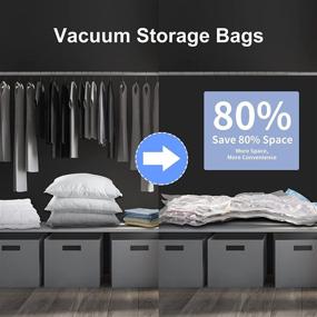 img 2 attached to 🛏️ Upgrade Double Zipper Vacuum Storage Bags (8 Pack, 4 x Jumbo, 4 x Large) + Free Hand Pump – Space Saver Solution for Clothes, Comforters, Blankets, and Bedding