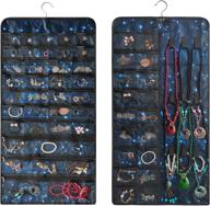 bb brotrade hanging jewelry organizer - dual-sided oxford accessories organizer with 56 pockets and 9 loop hooks, ideal for jewelries storage (blue) логотип