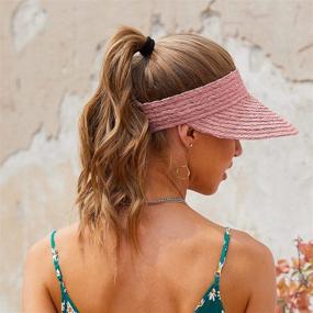 img 1 attached to 👒 Women's Straw Hats with Visor: Stylish Beach Sun Hat Made from Natural Raffia