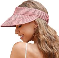 👒 women's straw hats with visor: stylish beach sun hat made from natural raffia логотип