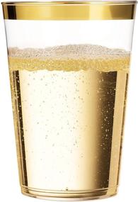 img 1 attached to Pack of 100 Gold Rimmed Disposable Plastic Cups - 12 Oz Clear Tumblers, Elegant Party and Wedding Cups