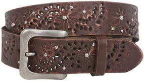 img 4 attached to 🌸 Timeless Charm: Vintage Cowhide Leather Floral Perforated Collection