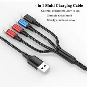 img 1 attached to 🔌 Универсальный быстрая зарядка кабель 3A (2Pack 5FT) Нейлоновое оплетение 4 в 1 Мультизарядный шнур с разъемами Type C / Micro USB, совместимый с телефонами, планшетами и другими устройствами