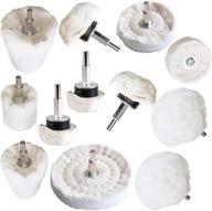 🛠️ 12 pack polishing pad buffing wheel kit - white flannelette - ideal for metal, aluminum, stainless steel, chrome, wood, plastic, ceramic, glass, fabric, cotton, jewelry, and more - compatible with drill machines logo
