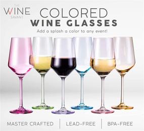 img 2 attached to 🍷 Premium Set of 6 Colorful Hand Blown Italian Style Crystal Wine Glasses - 12 oz Bordeaux Glassware for Unique Drinking Experience