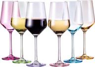 🍷 premium set of 6 colorful hand blown italian style crystal wine glasses - 12 oz bordeaux glassware for unique drinking experience логотип