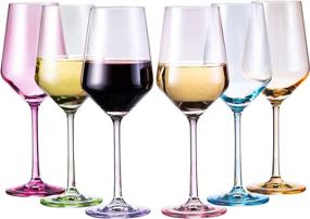 img 4 attached to 🍷 Premium Set of 6 Colorful Hand Blown Italian Style Crystal Wine Glasses - 12 oz Bordeaux Glassware for Unique Drinking Experience