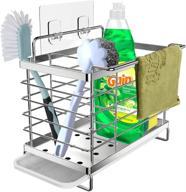 🧽 orimade sus304 stainless steel kitchen sink caddy organizer with drain pan and adhesive, dual-use countertop sponge brush and soap dish holder - rustproof логотип