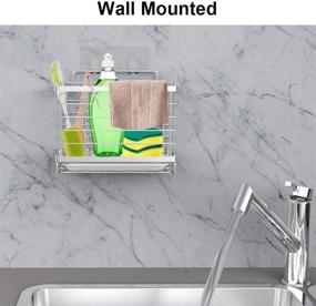 img 3 attached to 🧽 Orimade SUS304 Stainless Steel Kitchen Sink Caddy Organizer with Drain Pan and Adhesive, Dual-Use Countertop Sponge Brush and Soap Dish Holder - Rustproof