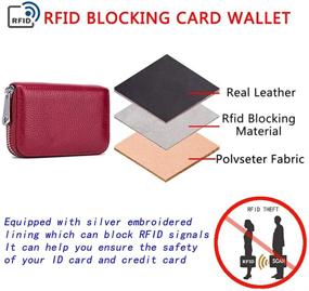 img 2 attached to 👜 Fashionable Genuine Leather RFID Blocking Credit Card Holder for Women with Compact Size – Accordion Zipper Wallet Featuring 14 Card Slots