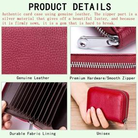 img 1 attached to 👜 Fashionable Genuine Leather RFID Blocking Credit Card Holder for Women with Compact Size – Accordion Zipper Wallet Featuring 14 Card Slots