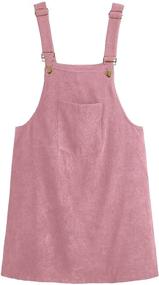 img 4 attached to Romwe Corduroy Pinafore Overall Burgundy Women's Clothing