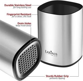 img 1 attached to 🍴 Stainless Steel Kitchen Utensil Holder - Modern Rectangular Design - Large Utensil Organizer - 6.1” by 5” Crock