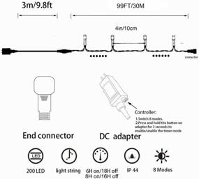 img 2 attached to 🎄 YASENN 300LED 99Ft Christmas String Lights: Plug-in Fairy Lights with 8 Lighting Modes for Garden, Tree, Patio Decorations - Cool White LED Black Cable